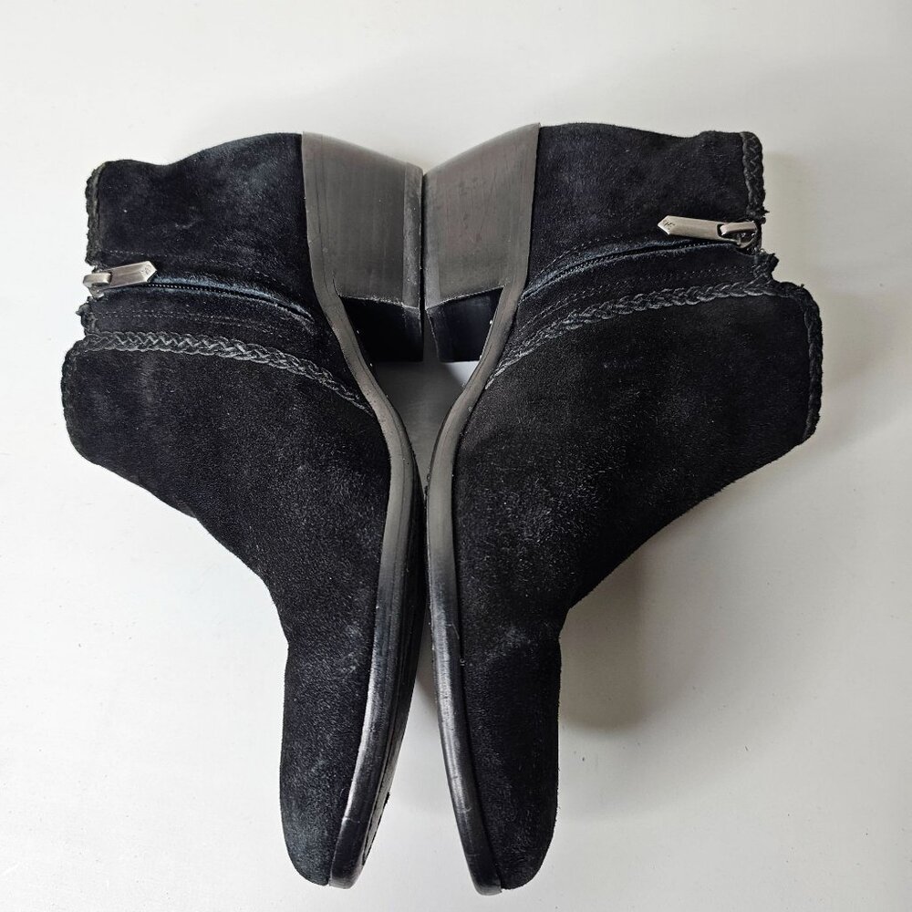 ⚡️Sam Edelman Size 7 Boots Black Suede Leather Paige Ankle Bootie Fringe Western - Picture 5 of 11